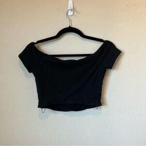 Privacy Please Off the Shoulder ribbed Crop top